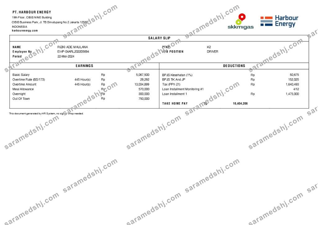 Harbour Energy salary slip template in Word and PDF formats.pdf, 2